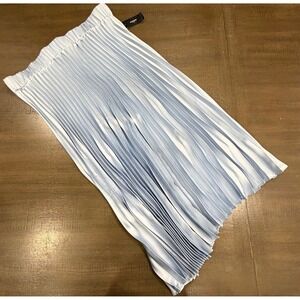 Alfani Women's 1X Baby Blue Pleated Midi Skirt Elastic